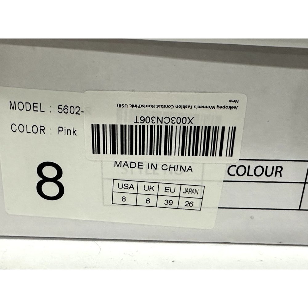 JEEKOPEG Women's Fashion Combat Pink Boots 8 - Picture 9 of 10